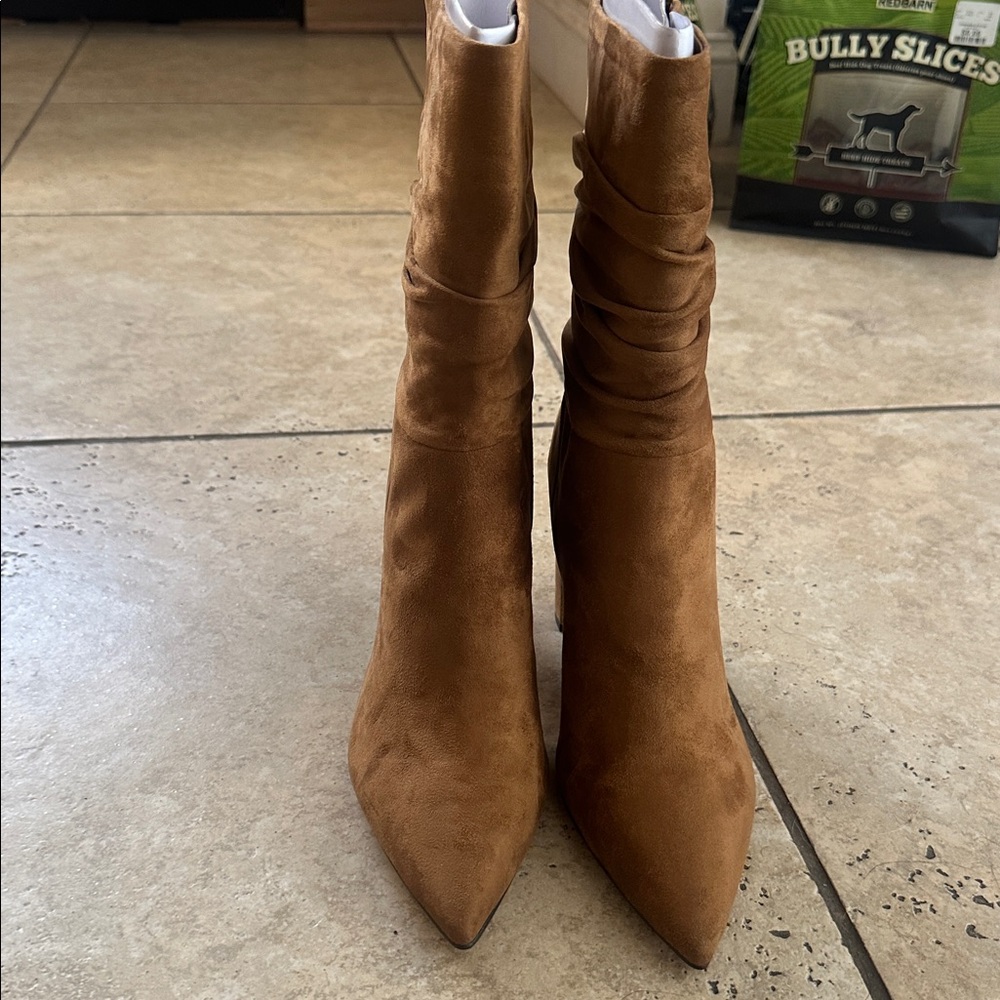 Nine West Brown Suede Pointed Toe Boots W 10